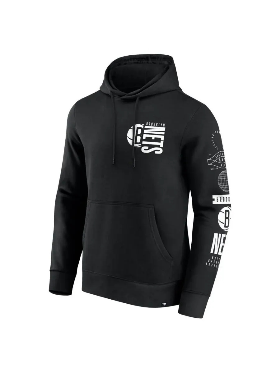 Fanatics Мужская черная толстовка с капюшоном Brooklyn Nets Game Time Crossover Pullover Hoodie — изображение 2 из 3, черный