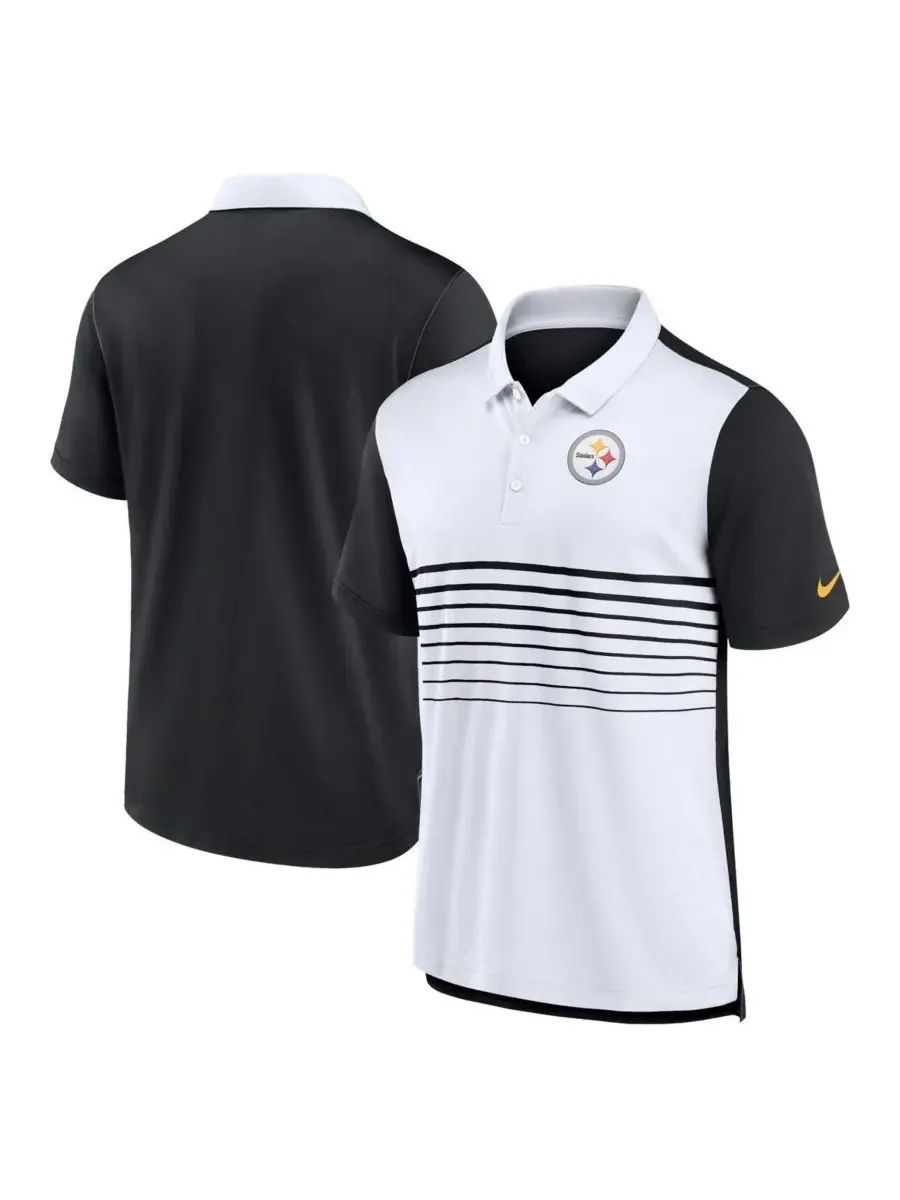 Nike Мужская поло-рубашка Pittsburgh Steelers в черно-белом цвете — изображение 1 из 3, черный белый