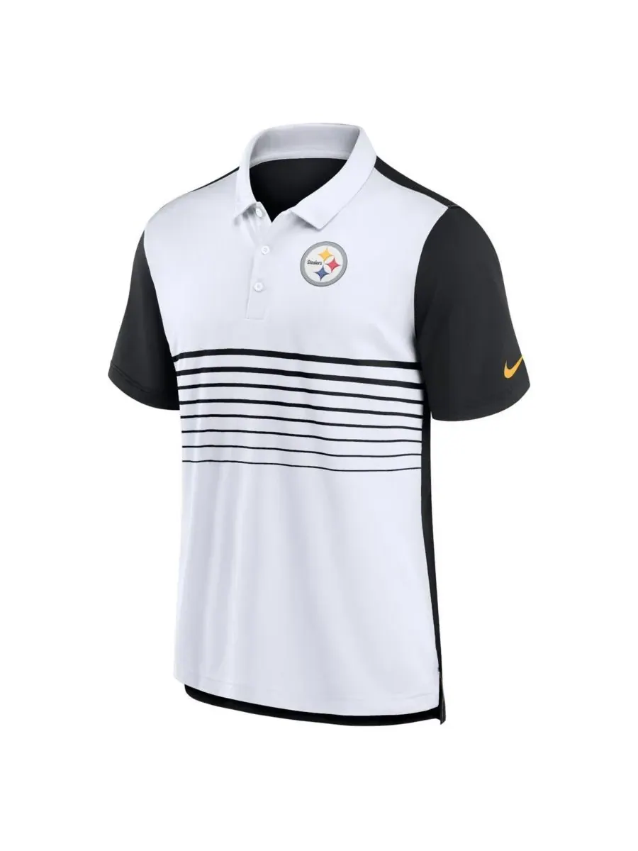 Nike Мужская поло-рубашка Pittsburgh Steelers в черно-белом цвете — изображение 3 из 3, черный белый
