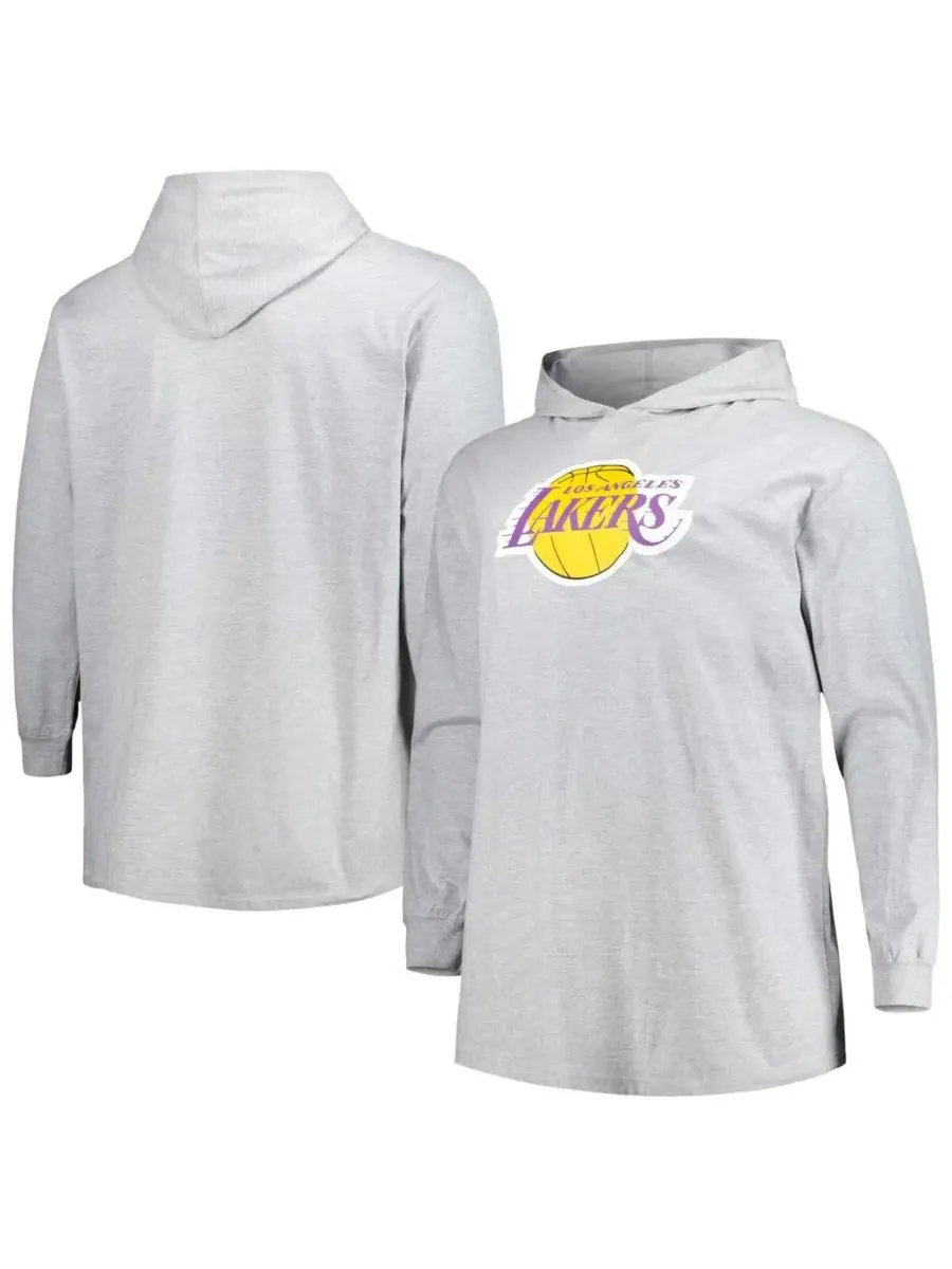 Fanatics Мужская толстовка с капюшоном цвета светло-серого меланжа с символикой Los Angeles Lakers — изображение 1 из 3