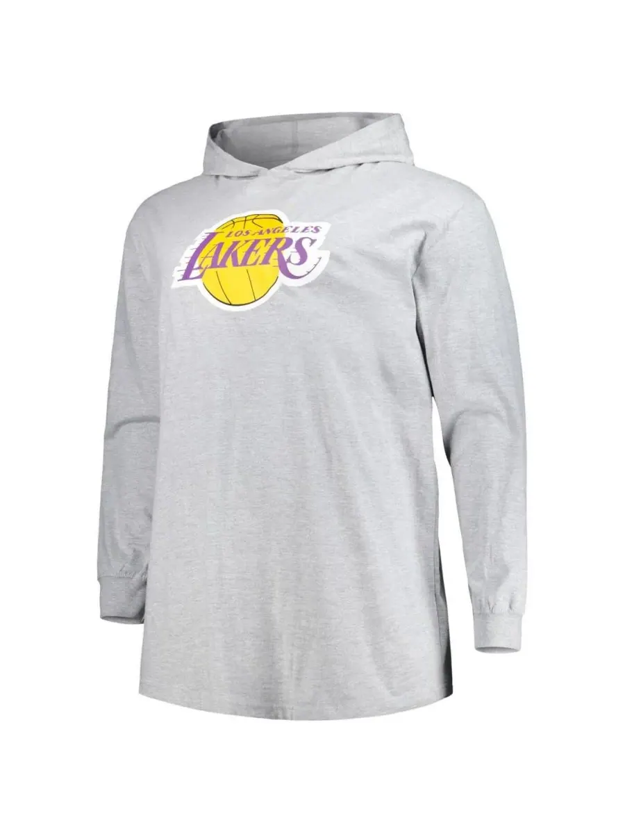 Fanatics Мужская толстовка с капюшоном цвета светло-серого меланжа с символикой Los Angeles Lakers — изображение 2 из 3