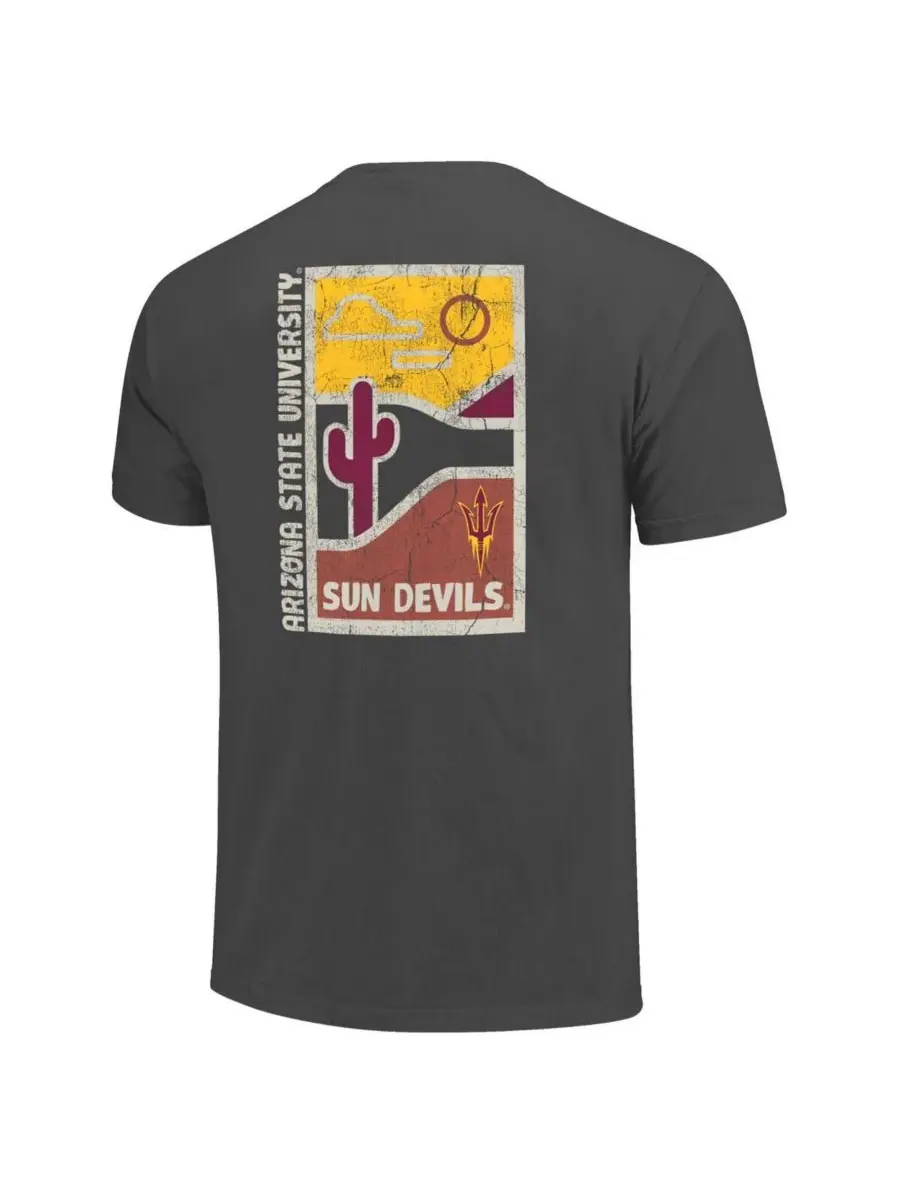 Image One Мужская футболка Arizona State Sun Devils цвета графит с минималистичным рисунком Vista — изображение 3 из 3, серый
