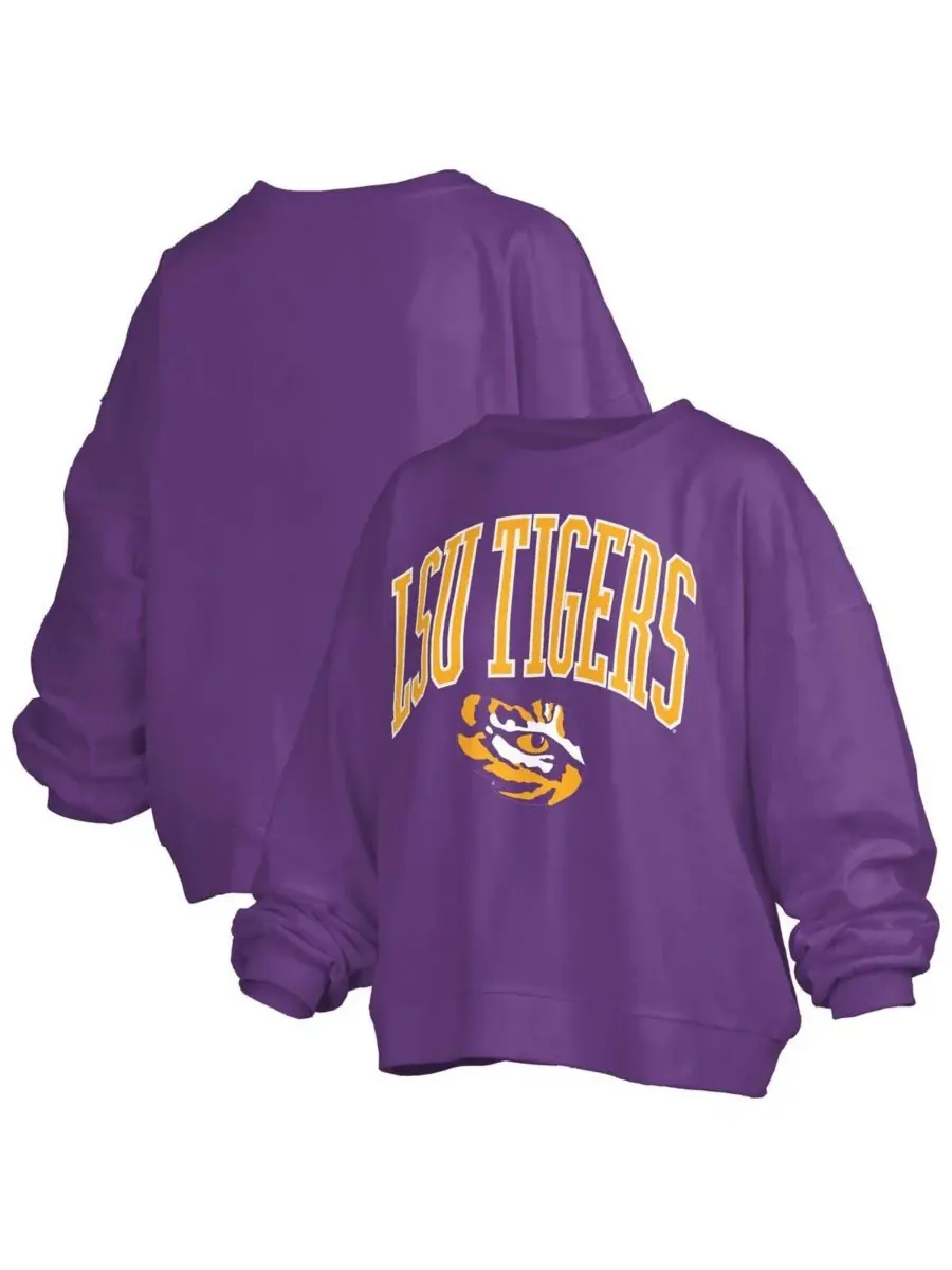 Pressbox Женская фиолетовая толстовка-пуловер LSU Tigers Janise Arch Over Logo Waist Length — изображение 1 из 3, фиолетовый