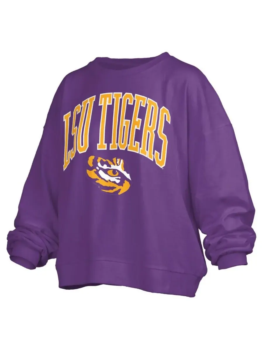 Pressbox Женская фиолетовая толстовка-пуловер LSU Tigers Janise Arch Over Logo Waist Length — изображение 3 из 3, фиолетовый