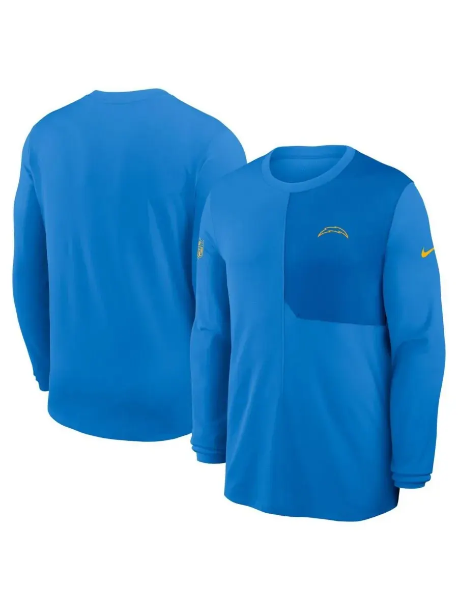 Nike Мужская футболка с длинным рукавом светло-голубого цвета с символикой Los Angeles Chargers — изображение 1 из 3, синий