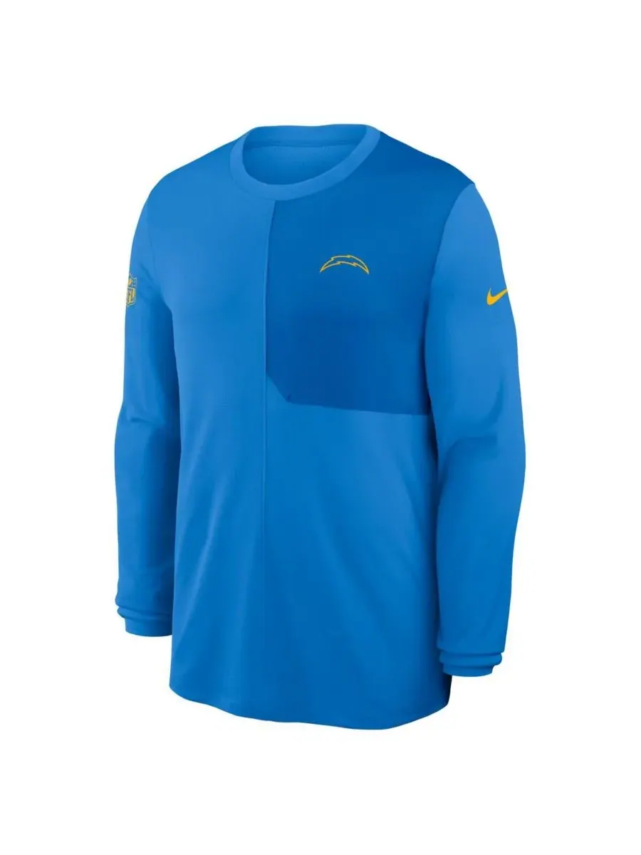 Nike Мужская футболка с длинным рукавом светло-голубого цвета с символикой Los Angeles Chargers — изображение 3 из 3, синий