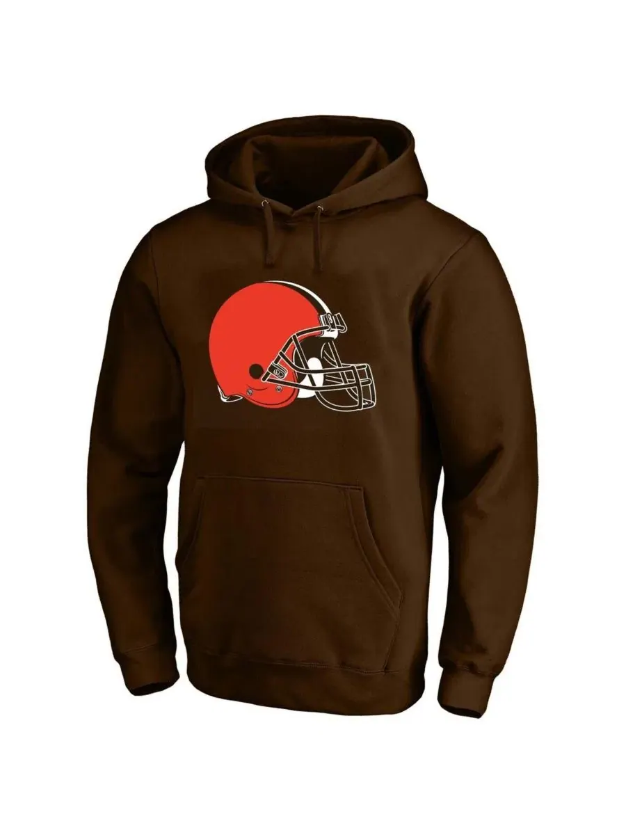 Мужская толстовка Shedeur Sanders Brown Cleveland Browns большого размера с именем и номером игрока — изображение 2 из 3