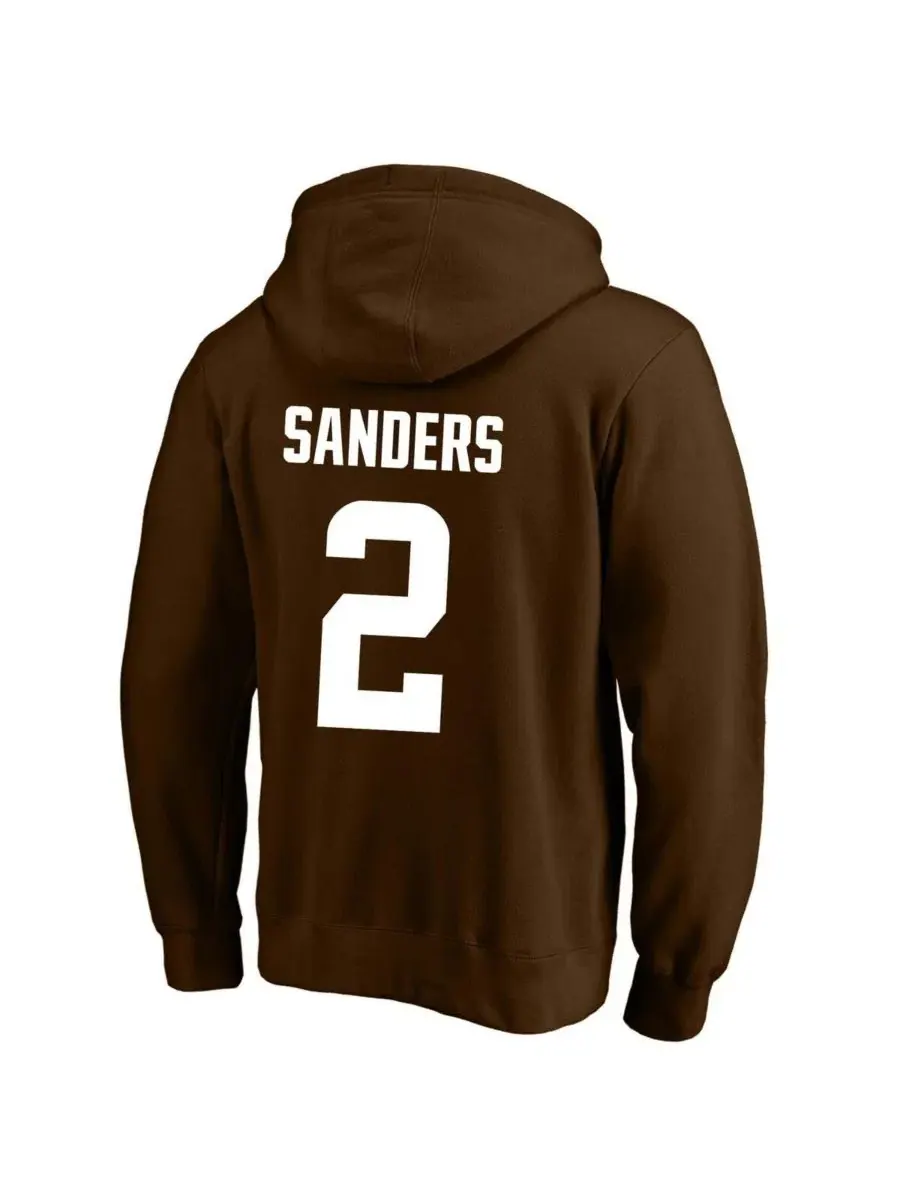 Мужская толстовка Shedeur Sanders Brown Cleveland Browns большого размера с именем и номером игрока — изображение 3 из 3