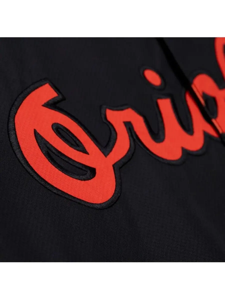 Мужская черная тренерская куртка Baltimore Orioles с капюшоном на кнопках Mitchell & Ness — изображение 3 из 4, черный