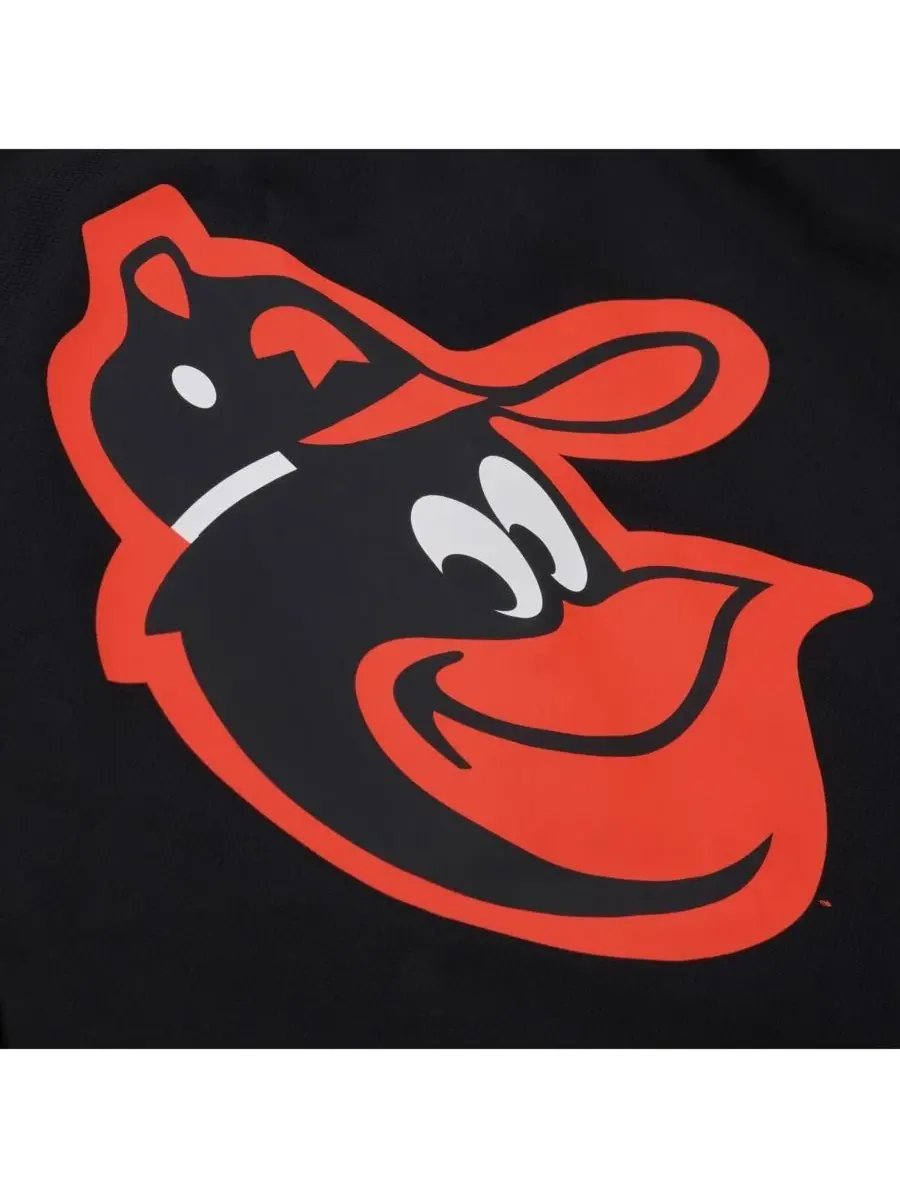 Мужская черная тренерская куртка Baltimore Orioles с капюшоном на кнопках Mitchell & Ness — изображение 4 из 4, черный