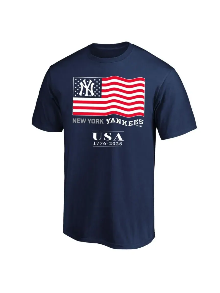 Футболка с длинным рукавом, с принтом, New York Yankees USA 1776-2026 Fanatics — изображение 1 из 1, темно-синий