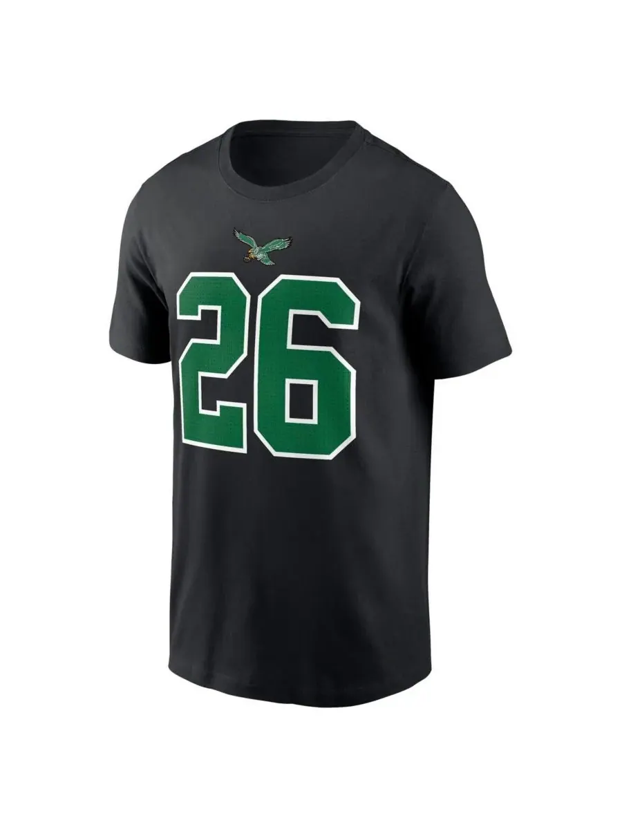 Nike Мужская черная футболка с именем и номером игрока команды Philadelphia Eagles Сакуона Баркли — изображение 2 из 3