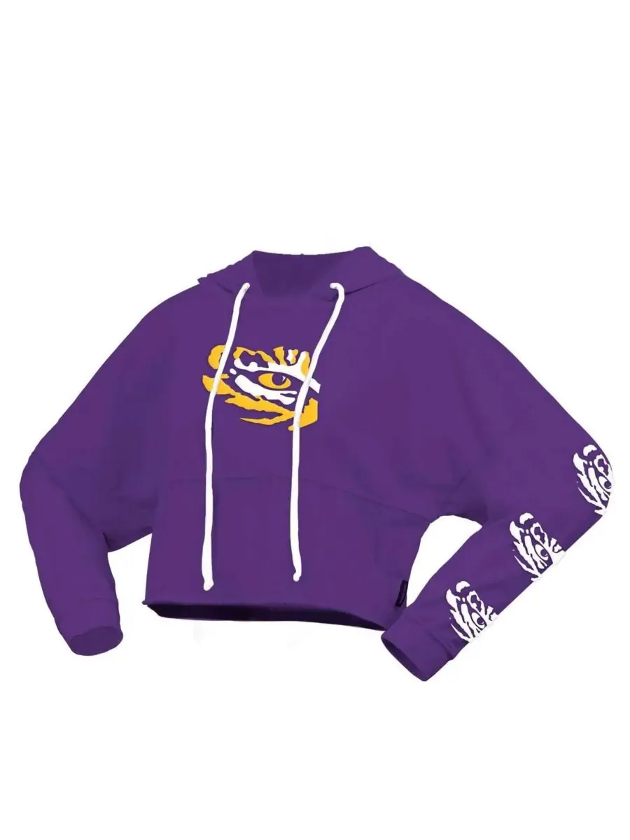 Spirit Jersey Женская фиолетовая укороченная толстовка с капюшоном LSU Tigers — изображение 3 из 3, фиолетовый
