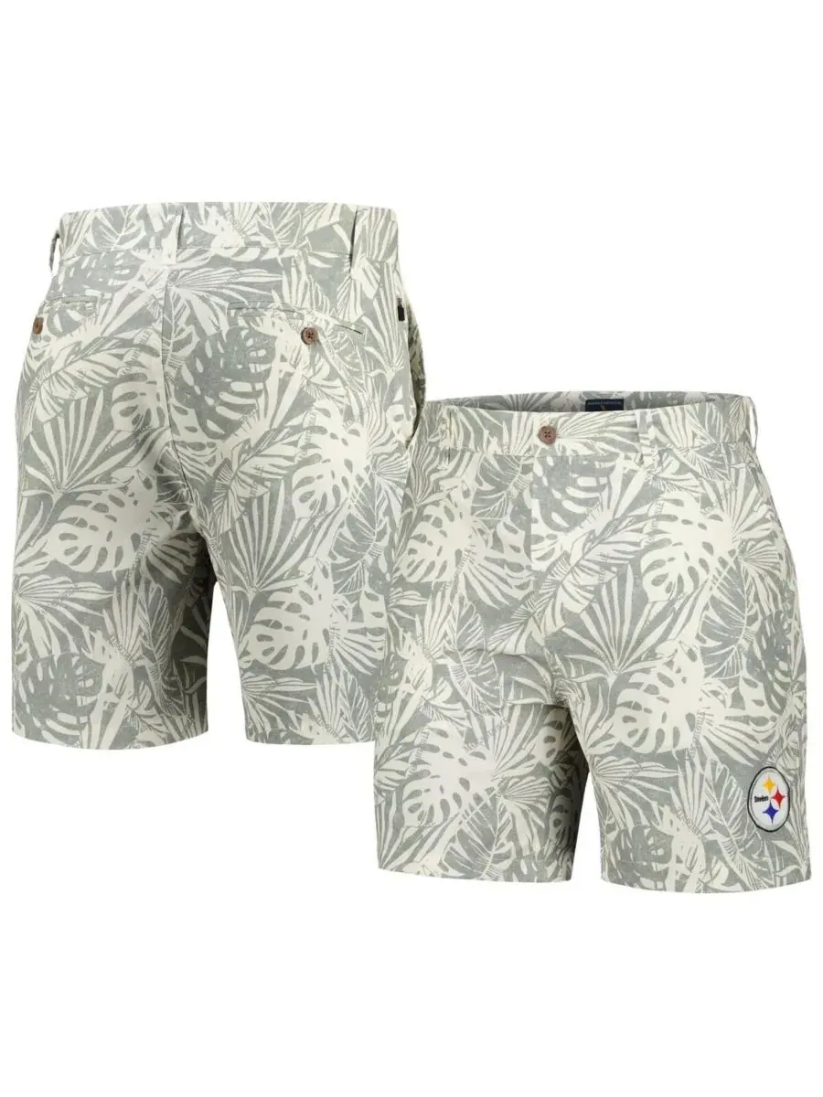 Margaritaville Мужские серые шорты-амфибии Pittsburgh Steelers с принтом "песочная стирка" и — изображение 1 из 3, черный