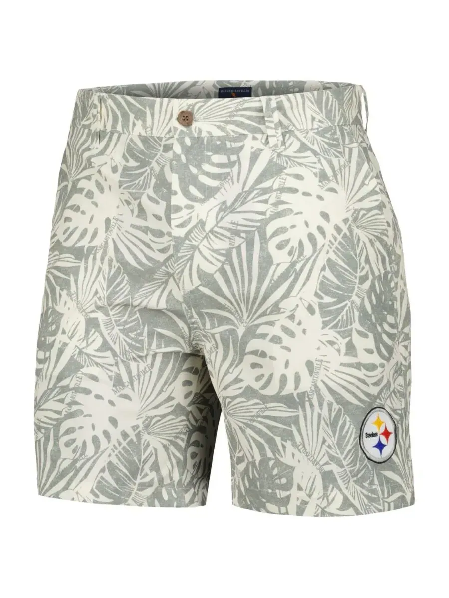 Margaritaville Мужские серые шорты-амфибии Pittsburgh Steelers с принтом "песочная стирка" и — изображение 2 из 3, черный