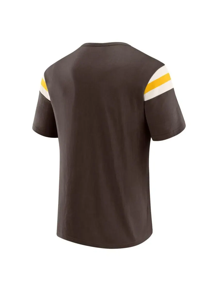 Футболка с принтом Brown San Diego Padres Distressed Sleeve Stripe Darius Rucker Collection by — изображение 3 из 4