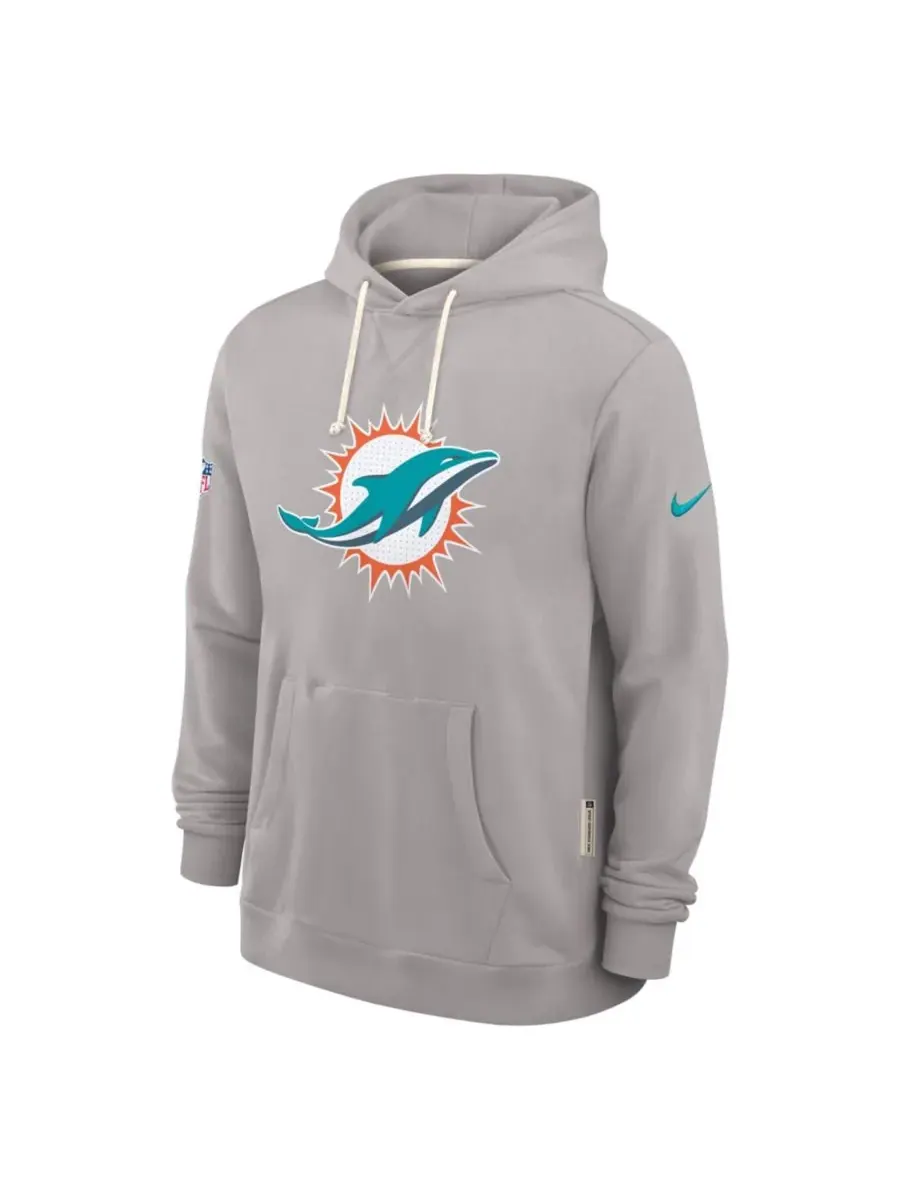 Nike Мужская толстовка Dri-FIT угольного цвета с боковой линии поля команды Miami Dolphins — изображение 2 из 2, темно-серый