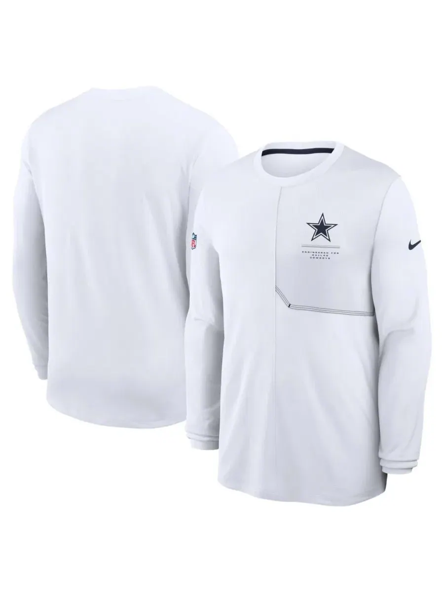 Лонгслив с длинным рукавом Dallas Cowboys Sideline Coaches UV Dri-FIT Nike — изображение 1 из 3, белый