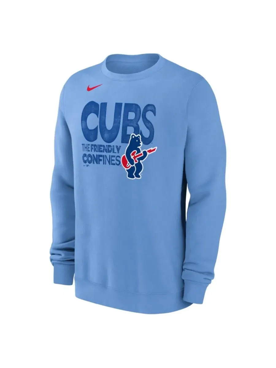 Свитшот с длинным рукавом Electric Bear Chicago Cubs Nike — изображение 2 из 2, светлый синий