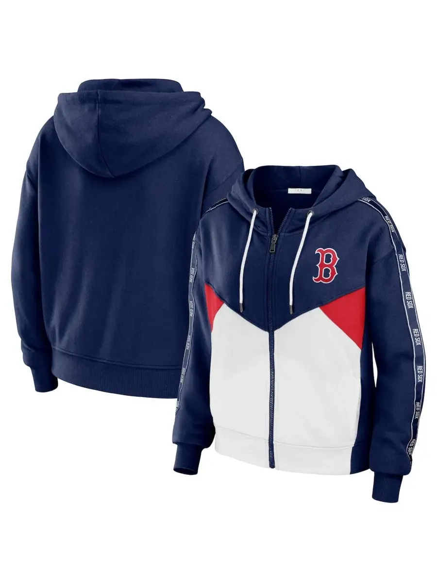 Худи с полной застежкой-молнией с принтом Boston Red Sox WEAR by Erin Andrews — изображение 1 из 3, темно-синий