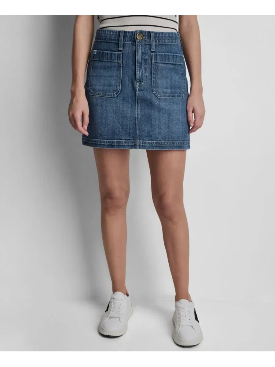Юбка-трапеция мини с принтом DKNY Jeans, Amsterdam Wash — изображение 1 из 8