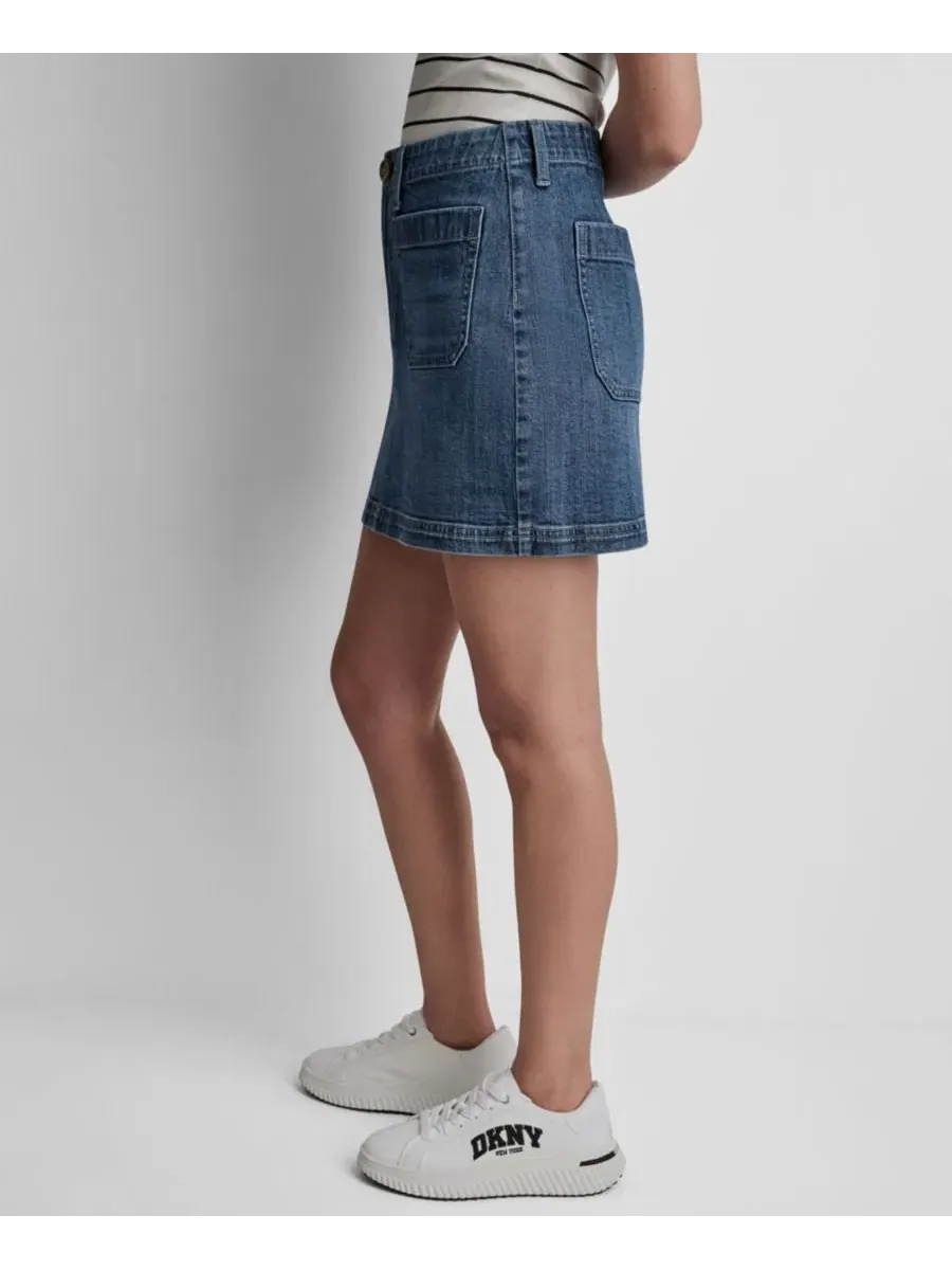 Юбка-трапеция мини с принтом DKNY Jeans, Amsterdam Wash — изображение 3 из 8