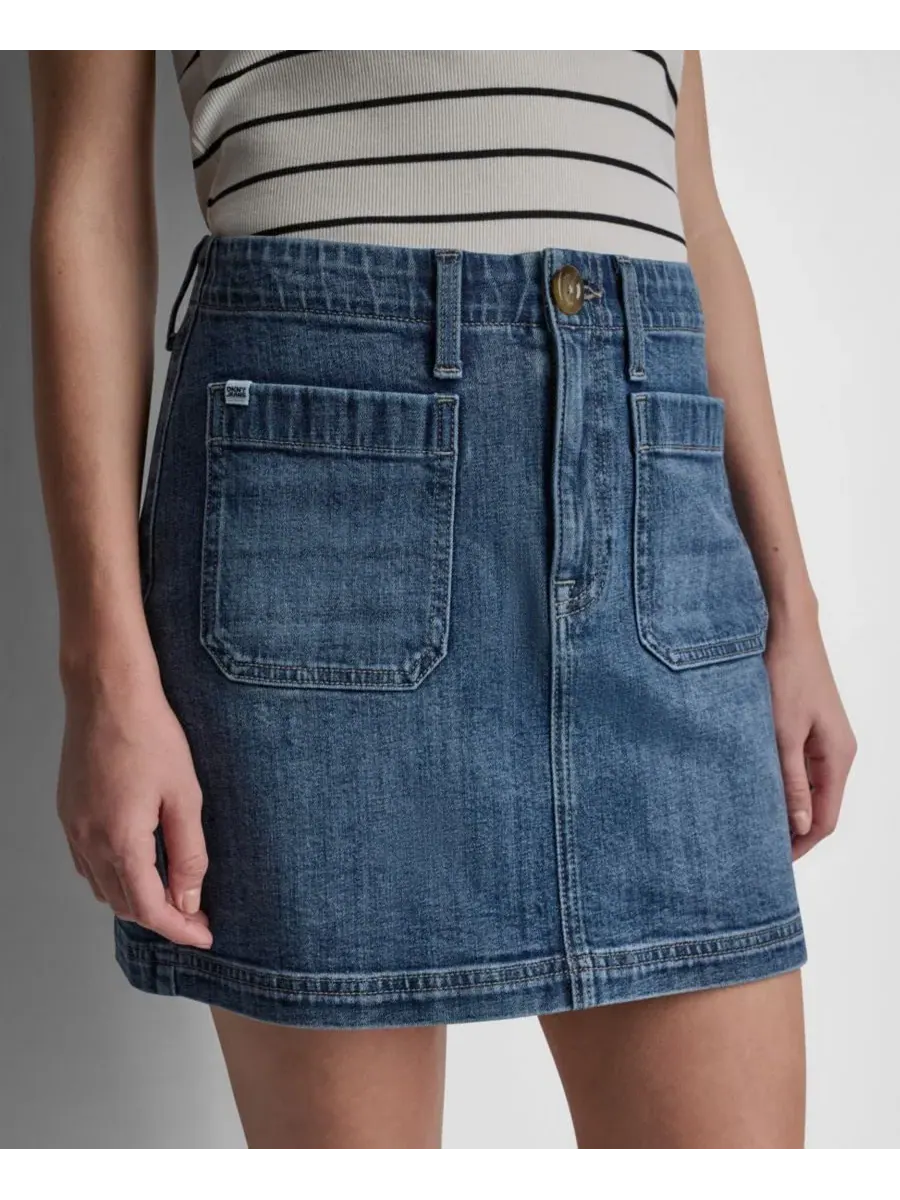 Юбка-трапеция мини с принтом DKNY Jeans, Amsterdam Wash — изображение 4 из 8
