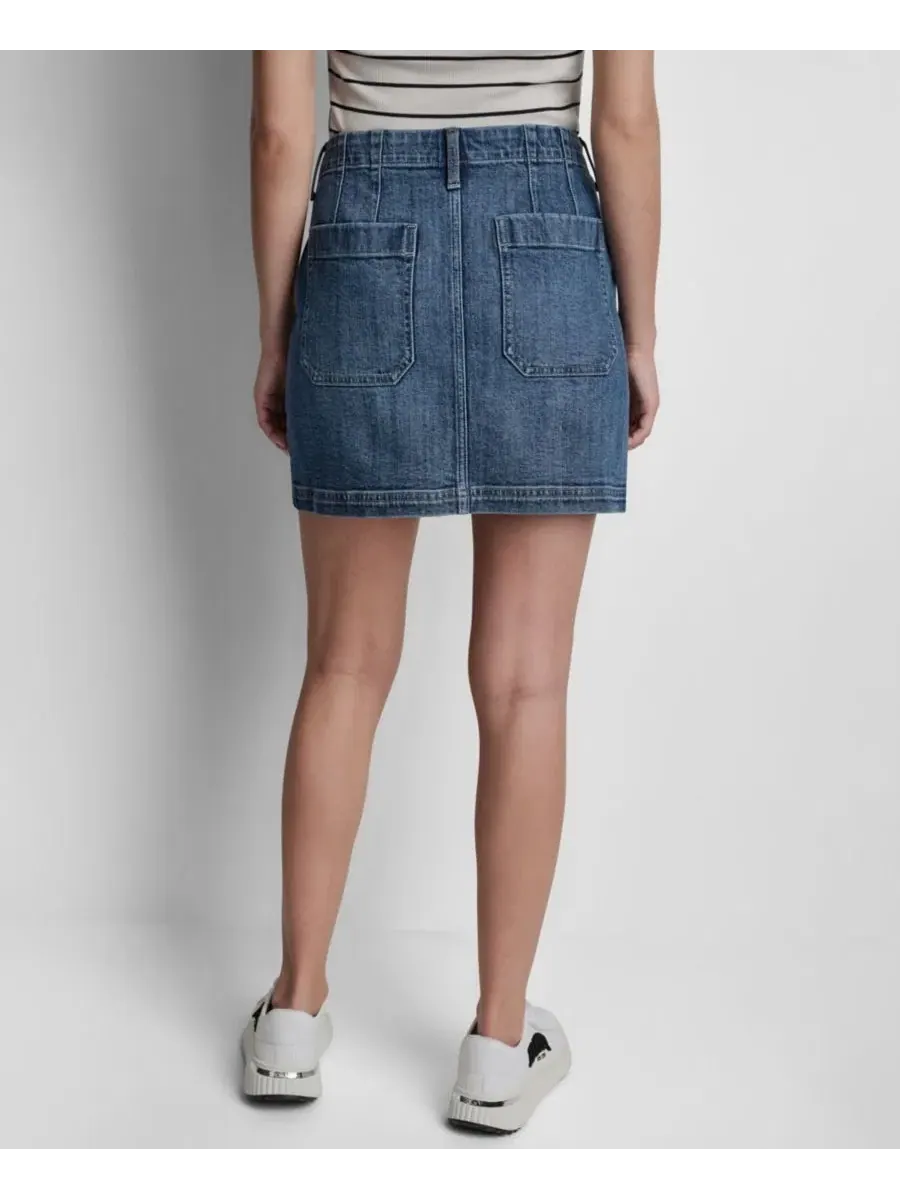 Юбка-трапеция мини с принтом DKNY Jeans, Amsterdam Wash — изображение 5 из 8