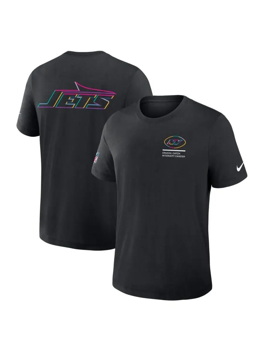Nike Мужская черная футболка New York Jets 2025 NFL Crucial Catch Tri-Blend Dri-FIT — изображение 4 из 5, черный
