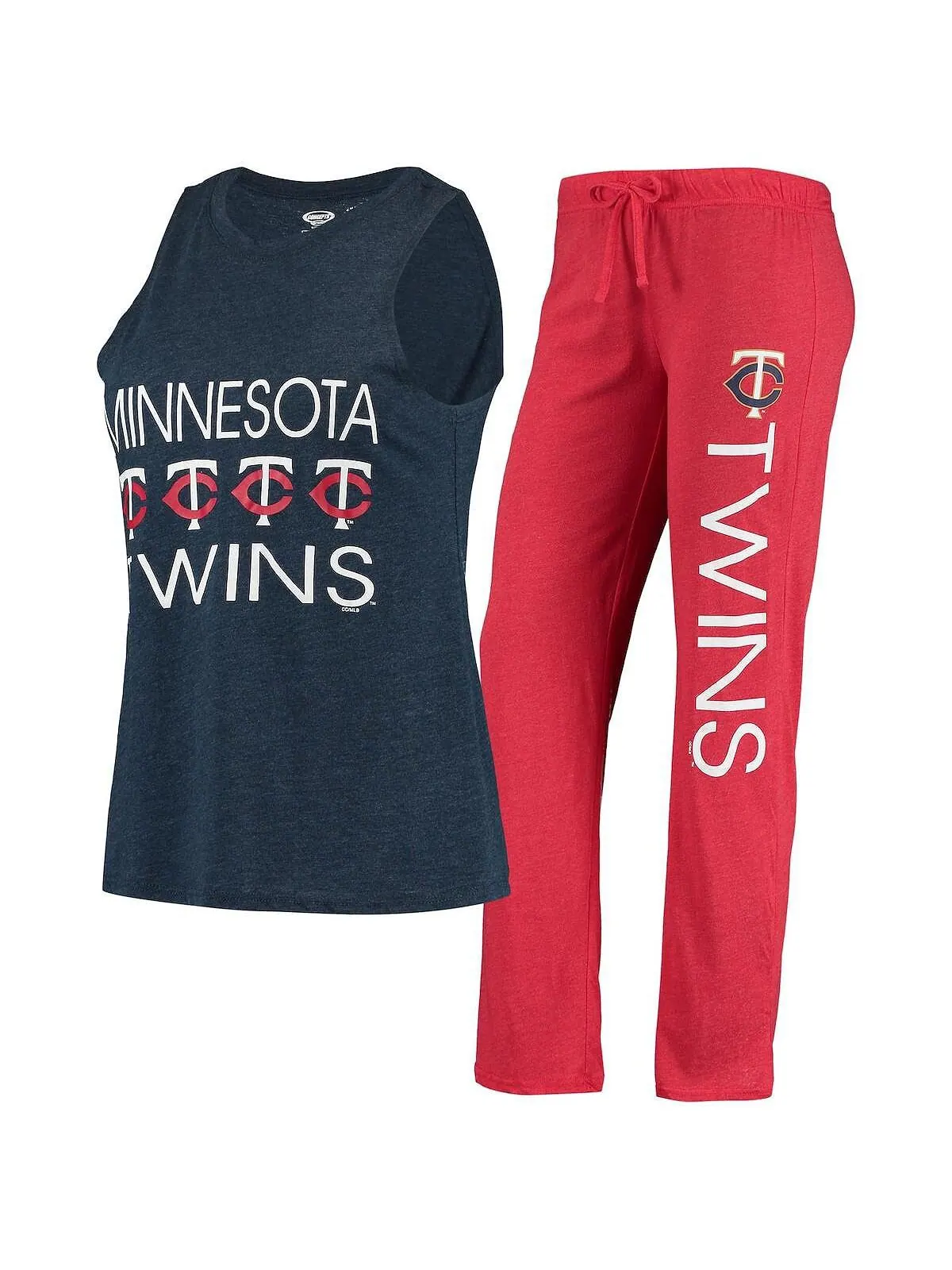 Женская красная, темно-синяя майка Minnesota Twins Meter Muscle и брюки для сна Concepts Sport — изображение 1 из 4
