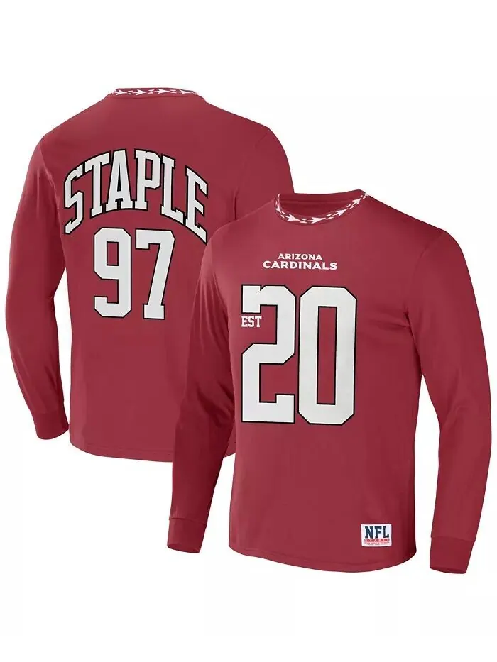 Мужская футболка NFL X Staple Red Arizona Cardinals Core с длинным рукавом в стиле джерси NFL — без цвета