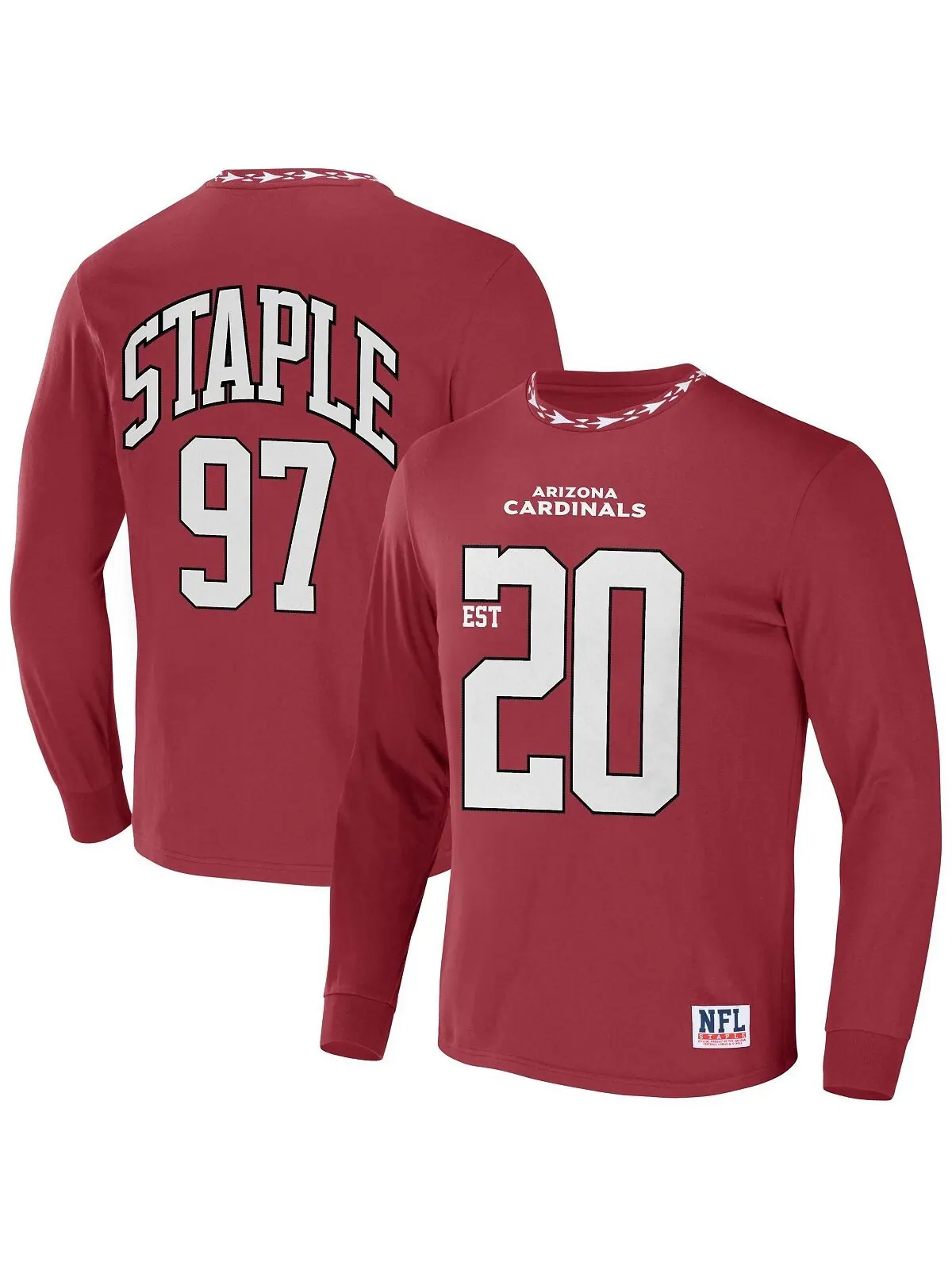 Мужская футболка NFL X Staple Red Arizona Cardinals Core с длинным рукавом в стиле джерси NFL — красный