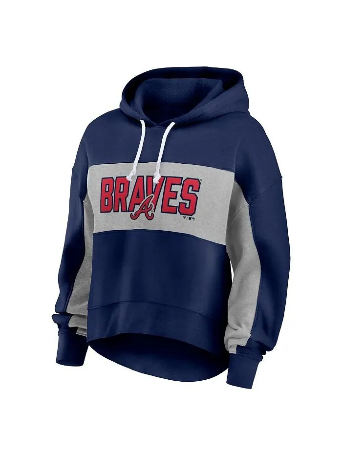 Женский темно-синий пуловер с капюшоном Atlanta Braves с наполнителем и принтом Fanatics — изображение 3 из 3