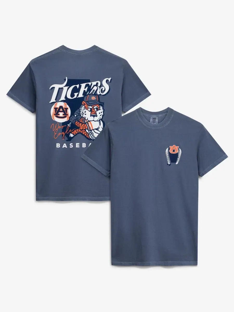 Футболка с коротким рукавом, с принтом, Auburn Tigers Drawn Mascot Image One — изображение 1 из 3, темно-синий