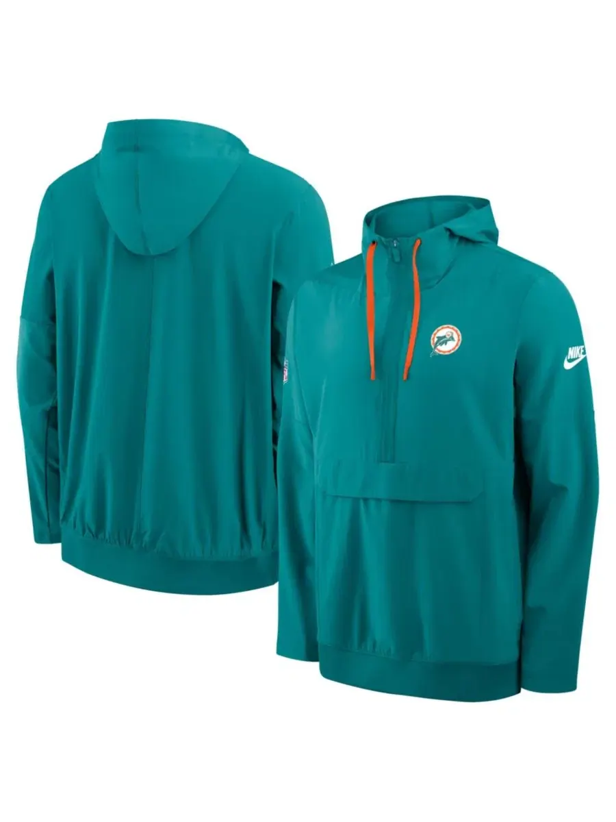 Мужская куртка-анорак с полузастежкой-молнией Aqua Miami Dolphins Alt Anorak Half-Zip Hooded Jacket — изображение 1 из 3