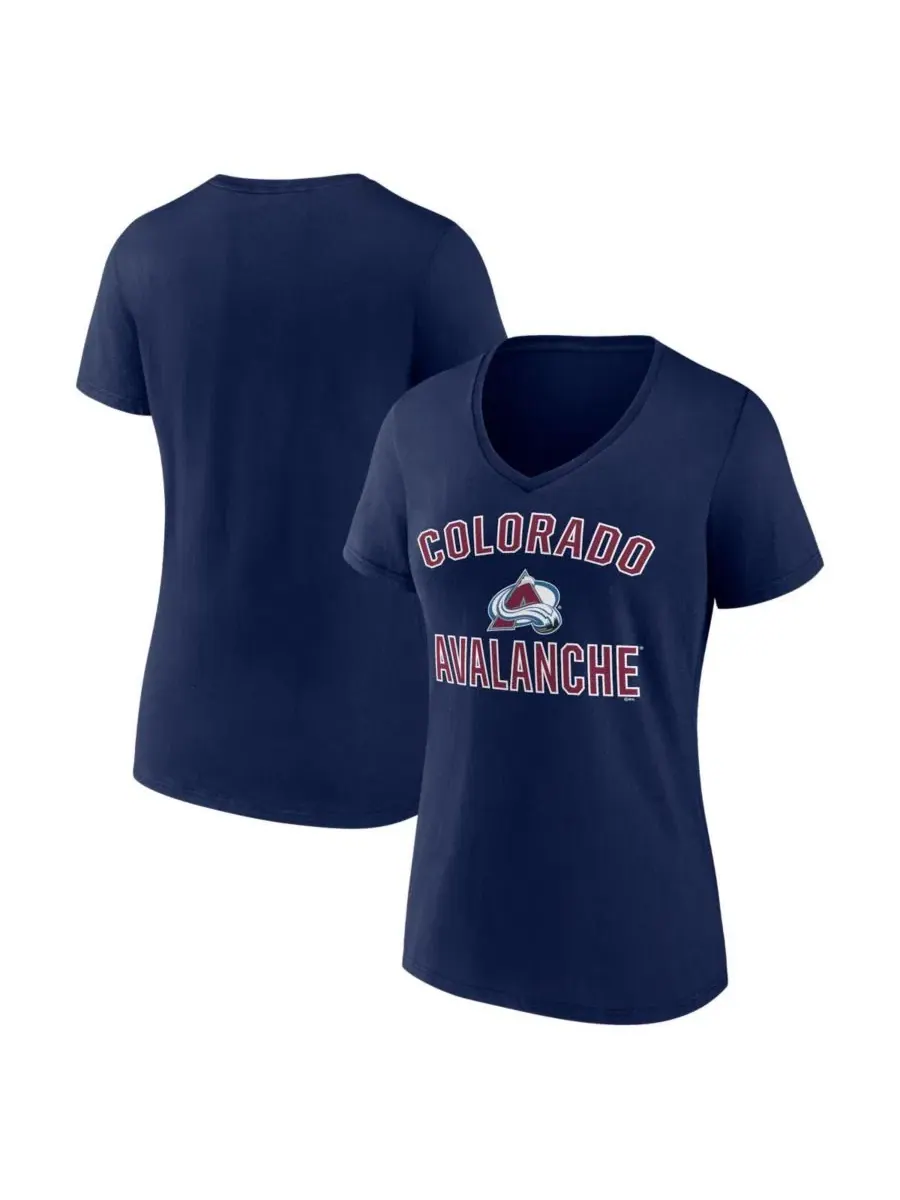 Футболка-поло с V-образным вырезом Colorado Avalanche Arch Victory Logo Athletic — изображение 1 из 3, темно-синий