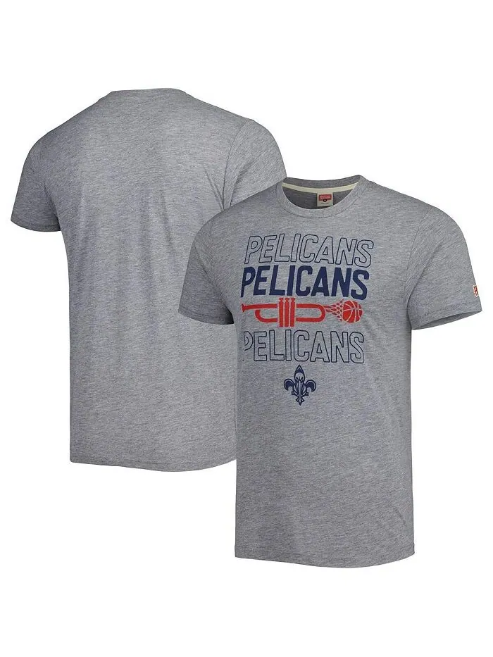 Мужская и женская футболка серого цвета Хизер New Orleans Pelicans Hometown Hyper Local Tri-Blend — изображение 1 из 1, серый