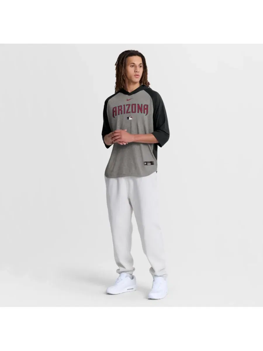 Футболка с капюшоном и рукавом 3/4 реглан, Dri-FIT, Arizona Diamondbacks Nike — изображение 3 из 5, серый черный