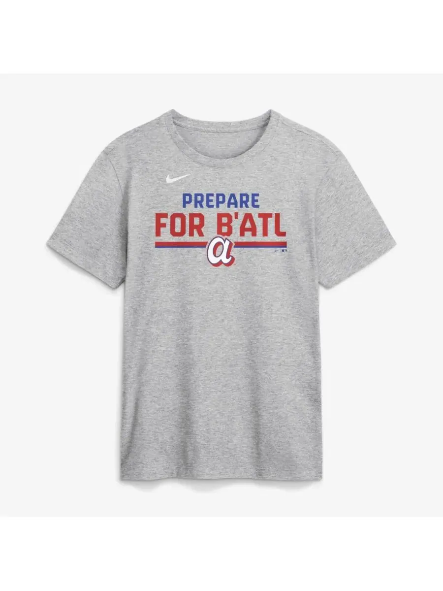 Футболка с принтом Atlanta Braves City Connect Stacked Team Phrase Nike — изображение 1 из 2, серый