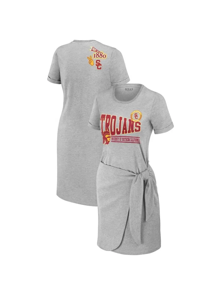 Платье-футболка с узлом и принтом USC Trojans WEAR by Erin Andrews — изображение 1 из 3, серый