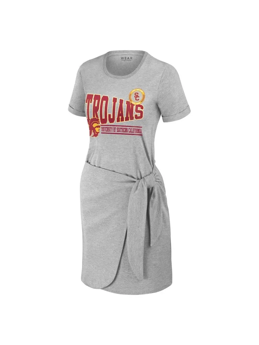 Платье-футболка с узлом и принтом USC Trojans WEAR by Erin Andrews — изображение 2 из 3, серый