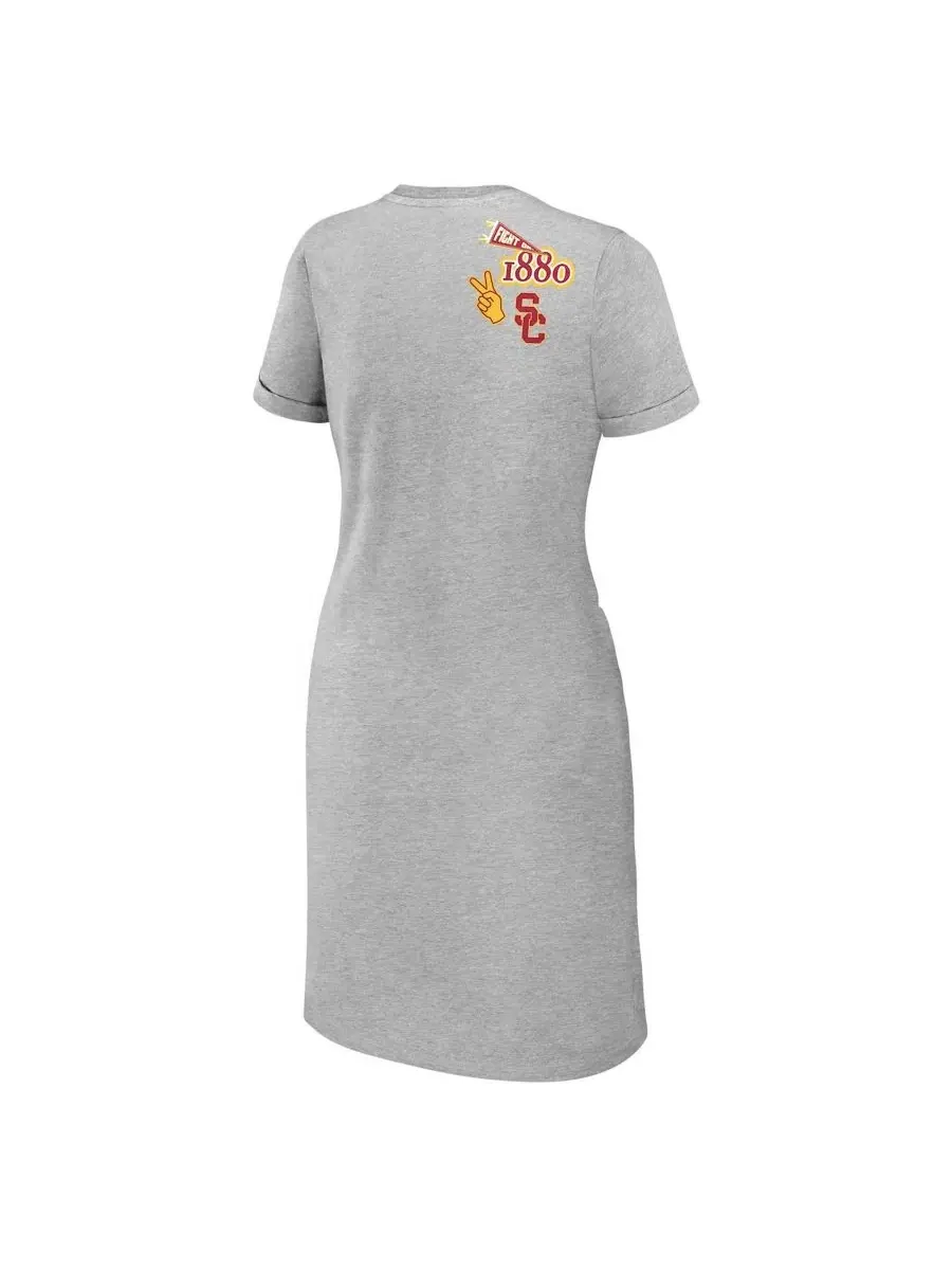 Платье-футболка с узлом и принтом USC Trojans WEAR by Erin Andrews — изображение 3 из 3, серый
