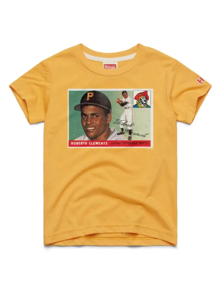 Футболка с принтом Roberto Clemente Gold Pittsburgh Pirates Topps Baseball Card Tri-Blend Homage — изображение 1 из 1, золото