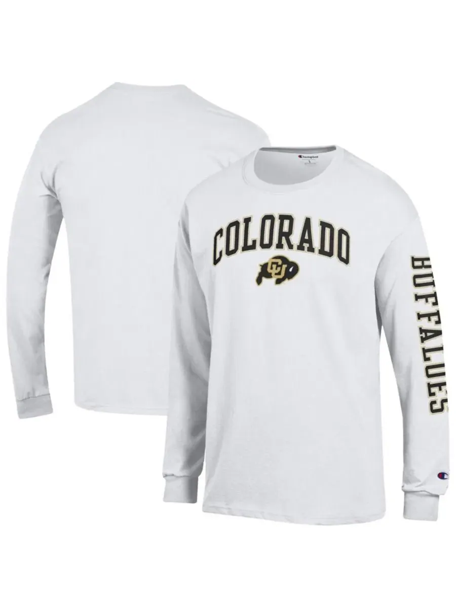Футболка с длинным рукавом с принтом Colorado Buffaloes Arch Over Logo Champion — изображение 1 из 3, белый