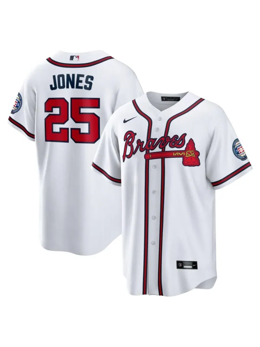 Домашняя реплика джерси Эндрю Джонса с патчем Зала славы 2026, Atlanta Braves Nike — изображение 1 из 3, белый