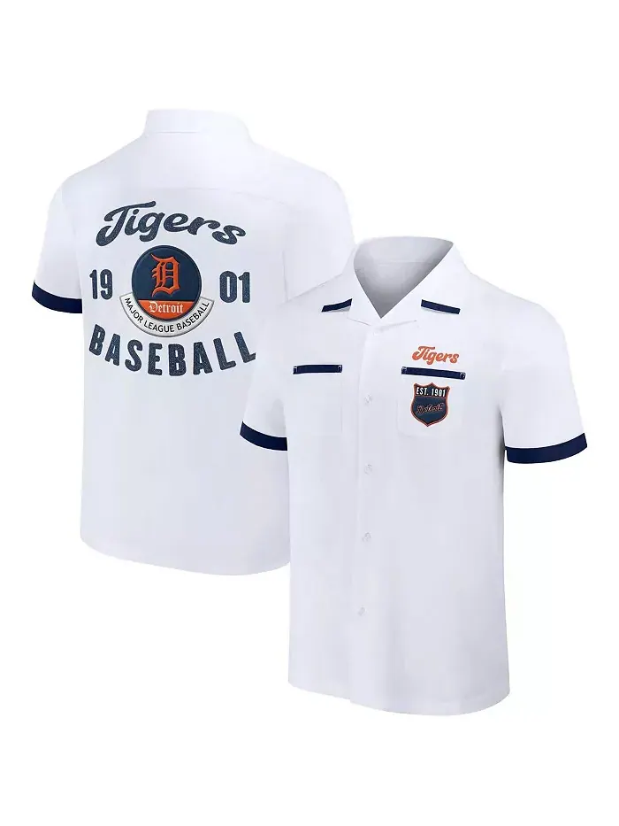 Мужская рубашка на пуговицах для боулинга Darius Rucker Collection от White Detroit Tigers Fanatics — изображение 1 из 3