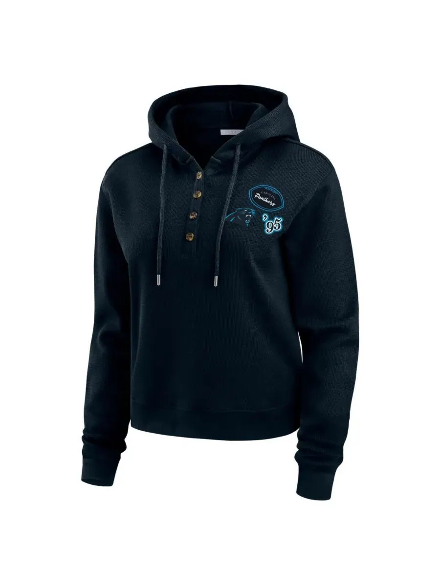 Женский худи-пуловер вафельной вязки Carolina Panthers, с принтом WEAR by Erin Andrews — изображение 2 из 3, темно-синий