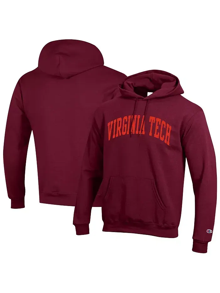 Мужская бордовая базовая толстовка с капюшоном Virginia Tech Hokies Basic Arch Fleece Champion