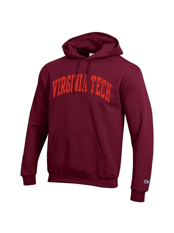 Мужская бордовая базовая толстовка с капюшоном Virginia Tech Hokies Basic Arch Fleece Champion — изображение 2 из 3
