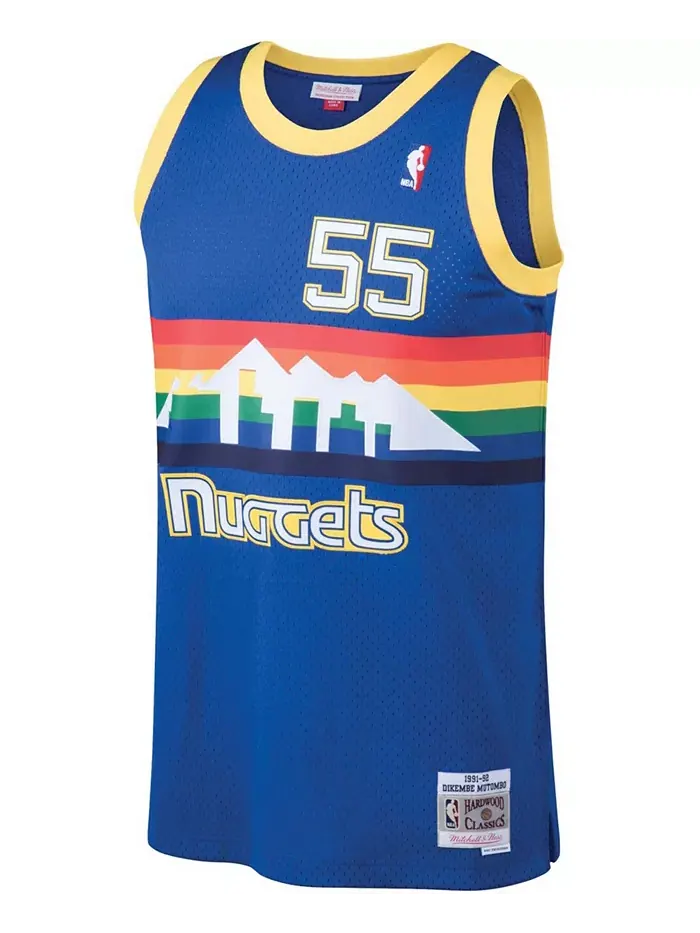 Мужская баскетбольная майка Denver Nuggets 1991-92 Hardwood Classics Swingman синего цвета с именем — изображение 2 из 3